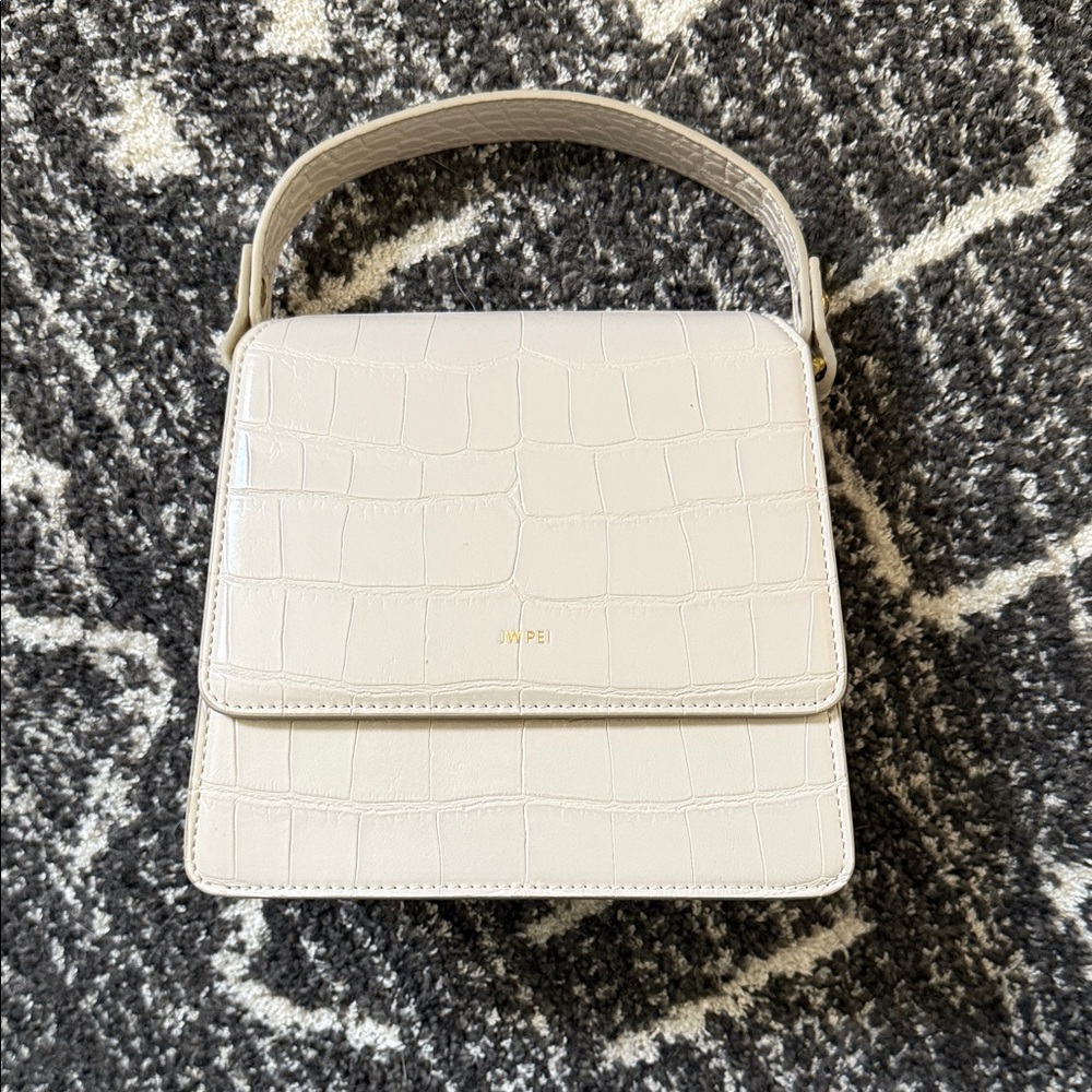 JW PEI Ivory Croc-Embossed Mini Bag